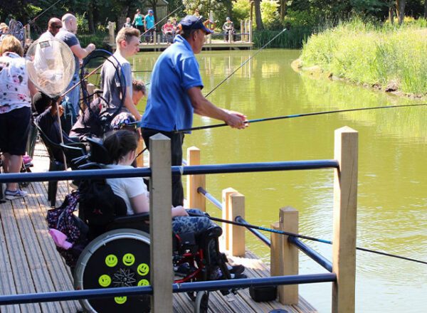 Accessible platform with wheelchair users fishing BDAA
